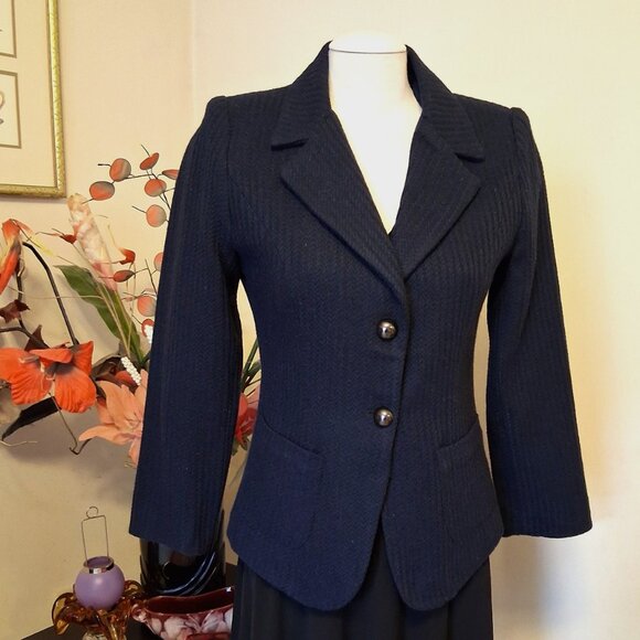 NWT Comfy Lined Navy Blue Blazer Jacket Spring Fall Winter Jackets Tag Size S - Picture 2 of 11